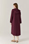 Hooded Buttoned Lace-Up Plum Giy Çık 0019 - 6