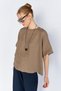 Women's Mink Crew Neck Linen Shirt with Tie Detail on the Back - 4