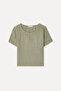 Women's Khaki Short Sleeve Linen Blouse