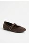 Women's Brown Suede Stone-Embellished Mary Jane Flats - Stone-Printed Buckle Shoes - 2