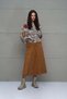 Brown Flounce Midi Skirt 18208