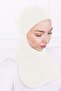 Ninja Bonnet with Neck Collar Lycra Sports Bonnet - Women's Ready-To-Wear Practical Hijab-Ecru - Off-White - 6