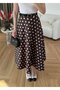 High Waist Pu Detailed Satin Fabric Ankle-Length Long Flared Skirt De32010 - 2