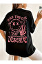 Printed Oversize Crew Neck T-Shirt - Black