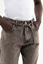 Men's Oversize Baggy Washed Jean Trousers Gray - 5