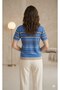 Round Neck Short Sleeve Comfortable Spacious Jacquard Stripe Patterned Summer Spring Viscose Knitwear T-Shirt - 2