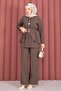 Belden Allerlli Gold Brooch and Trousers Two-Piece Suit Brown - 3