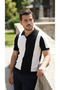 Men's Short Sleeve Polo Collar Block Print Knitwear Blouse - 6