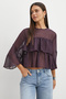 Plum ruffled tulle blouse - 4