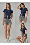 Women's Floral Cat Print - Lycra Short Sleeve Body Tee Crop - 3