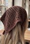 Women's Luna Crochet Triangle Bandana Brown – Tie-On, Openwork Textured Summer Accessory - 2
