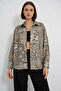 Women's Oversize Patterned Satin Green Shirt - 4