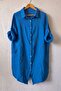 Blue Shirt Collar 3/4 Sleeve Buttoned Pocket Casual Muslin Oversize Woven Dress 97 65 - 2