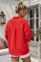 Pomegranate Flower Shirt Collar Buttoned 3/4 Sleeve Casual Muslin Oversize Woven Blouse 67 65 - 7