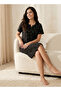 Knee Length Night Dress Short Sleeves with Celestial Print Cotton - 3