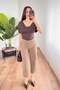 Mom Kalıp Gabardin Denim Brown Trousers - 2