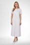 Mecit 6387 Blue Large Size Women's Dressing Gown Buttoned Pajamas and Short-Sleeved Nightgown Set - 4