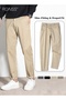 Men Stylish Suit Pants, Straight Leg Pants with Button Front and Zip-fly Closure, Casual Trousers wi