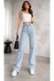 Lussi 90`S Lycra Loose Women's Ice Blue Snow Super High Waist Loose Leg Denim Jeans - 7