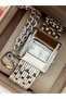 Silver Color Steel Cord, Rectangular Case, Women Wristwatch + Bracelet in Stylish Box - 4