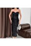 Black Sweetheart Neckline Strapless Sequined Midi Evening Dress - 5