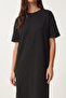 Slit Basic Summer Knitted Dress Lrn0050 Black - 4