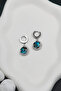Women's Silver Color Blue Stone Sky Earrings Dangle Steel Hoop Earrings - 4