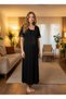 New Season Black Short Sleeve Elegant Lace Embroidered Design Full Length Summer Maternity Nightgown - 3