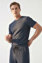 Men's Navy Blue Comfortable Fit Soft Textured T-Shirt Pants Bottom Top Set 2604353 - 2