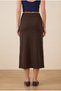 Brown Women's Lace Detailed Long Skirt with Slits, Comfortable Fit Midi Skirt - 3