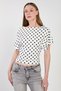 Women's boat neck polka dot blouse - ecru