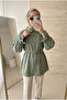 Women's Trendy Ruffle Sleeve Belted Poplin Hijab Shirt - 6