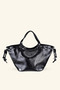 Women's Side Drawstring Hand and Shoulder Bag - Black - 3