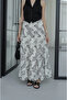 Black Patterned Midi Skirt with Embroidery Detail - 50235 - 3