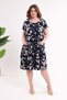 Women's Navy Blue Beige Poppy Pattern Pocketed Loose Fit 42-54 Compatible Standard Size Flexible Dress
