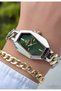 Chain Model-Steel Cord-Women's Wristwatch-Gold Silver Green Color-2 Years Warranty-Bracelet Gifted Hmj4Fc1 - 2