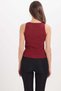 Women's Slim Fit Cotton Strappy Crew Neck Burgundy Crop Tank Top - 6