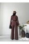 Women's Double-Breasted Collared Trouser Suit with Belt, Stylish Two-Piece Set - 8