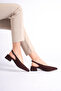 Vienna Women's Brown Nubuck Open Back Low Heeled Shoes - 2
