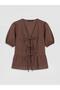 V-Neck Balloon Sleeve Blouse (S6)