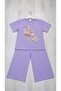 Printed Girls' Summer T-Shirt and Pants Set - 3