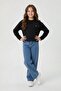 Black Floral Embroidered Girls' 2-Piece Set with Badi Jean Pants 24158