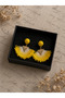Yellow Earrings with Black Velvet Box, Summer Concept Stylish Women's Earrings - 2