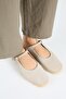 Silvia Women's Leather Genuine Leather Single Strap Sabo Beige Slippers - 2