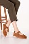 Genuine Leather Round Toe Anatomical Sole Comfortable Daily Ballet Flats Es.310 Tan Suede - 4