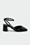 Skeap Buckle Croco Short Women's Black Heeled Shoes