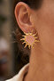 Gold Pink Enamel Güneş Premium Steel Earrings