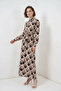 Women's Buttoned Viscose Brown Beige Hijab Dress - 4