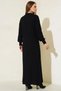 Women's High Collar Belted Knitwear Black Hijab Dress - 4
