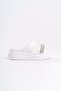 Sarah Flat Heeled Stone Striped Thick and Orthopedic Sole Women's Slippers Cbt - White - 6
